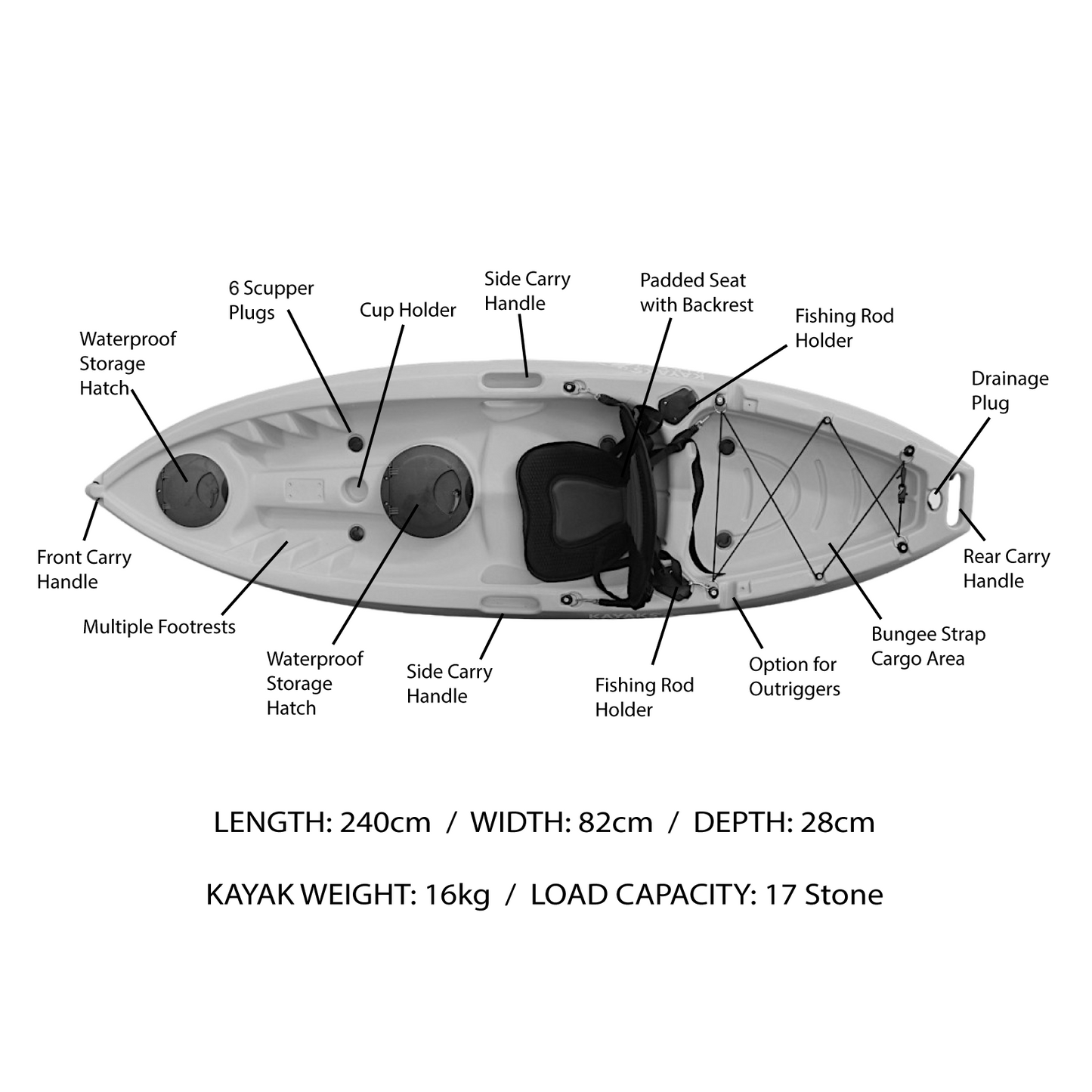 Single Shorty Kayak – Orange